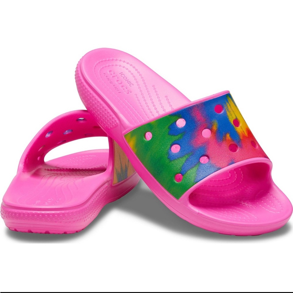 😍 CLASSIC CROCS -UNISEX TIEDYE GRAPHIC SLIDES. W7/M5